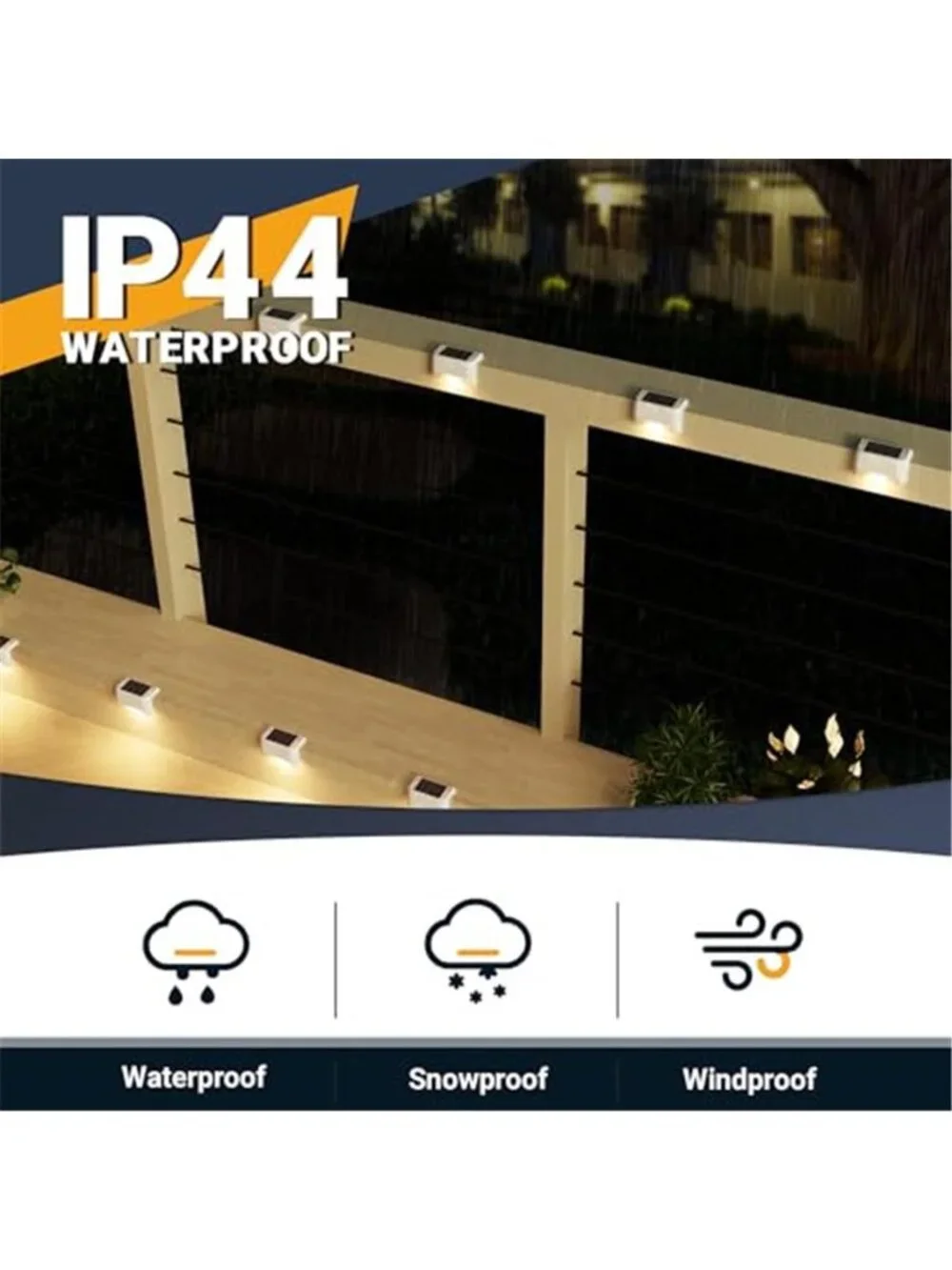 Solar Deck Lights Outdoor Waterproof LED Step Lights Fence Patio Garden